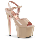 7" Heel SKY-309TT Nude-Rose Gold Chrome